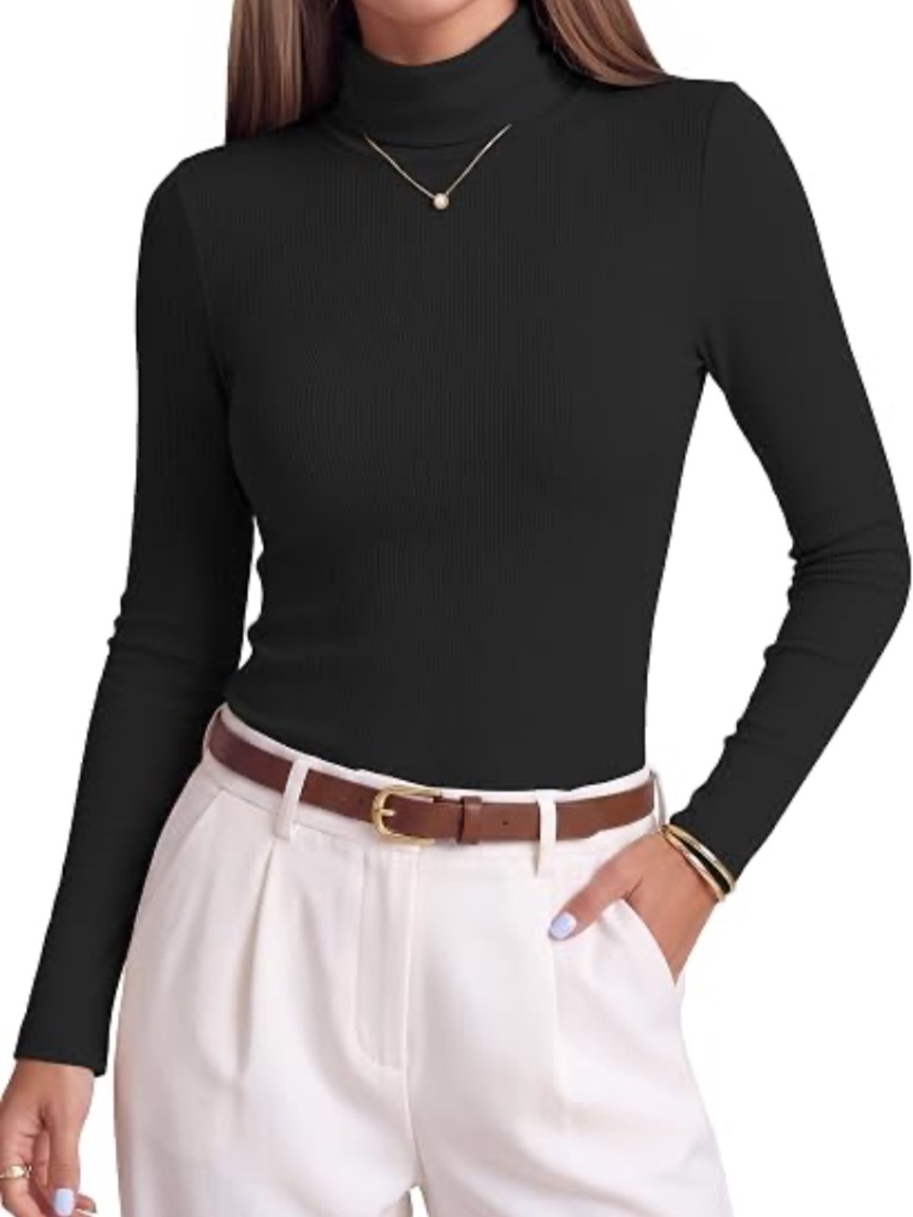 Black Long Sleeve Ribbed Turtleneck NWT, M
